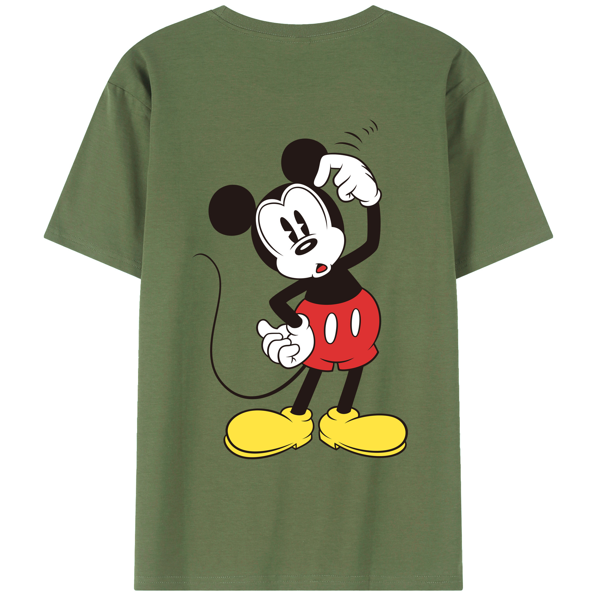 ミッキーマウス Mickey Mouse 綿100％ メンズ半袖Tシャツ（バックプリント） 通気性